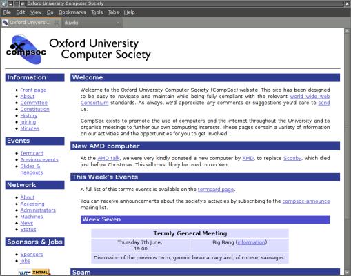 Screenshot of the old website